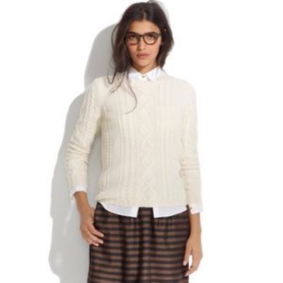 Madewell Sweaters - Madewell Merino Wool cable knit sweater ivory